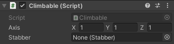 Goes onto a grabbable object to activate climbing      Climbing can also be activated by a connected stabber