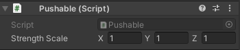 Goes on an object to activate pushing with hand collision